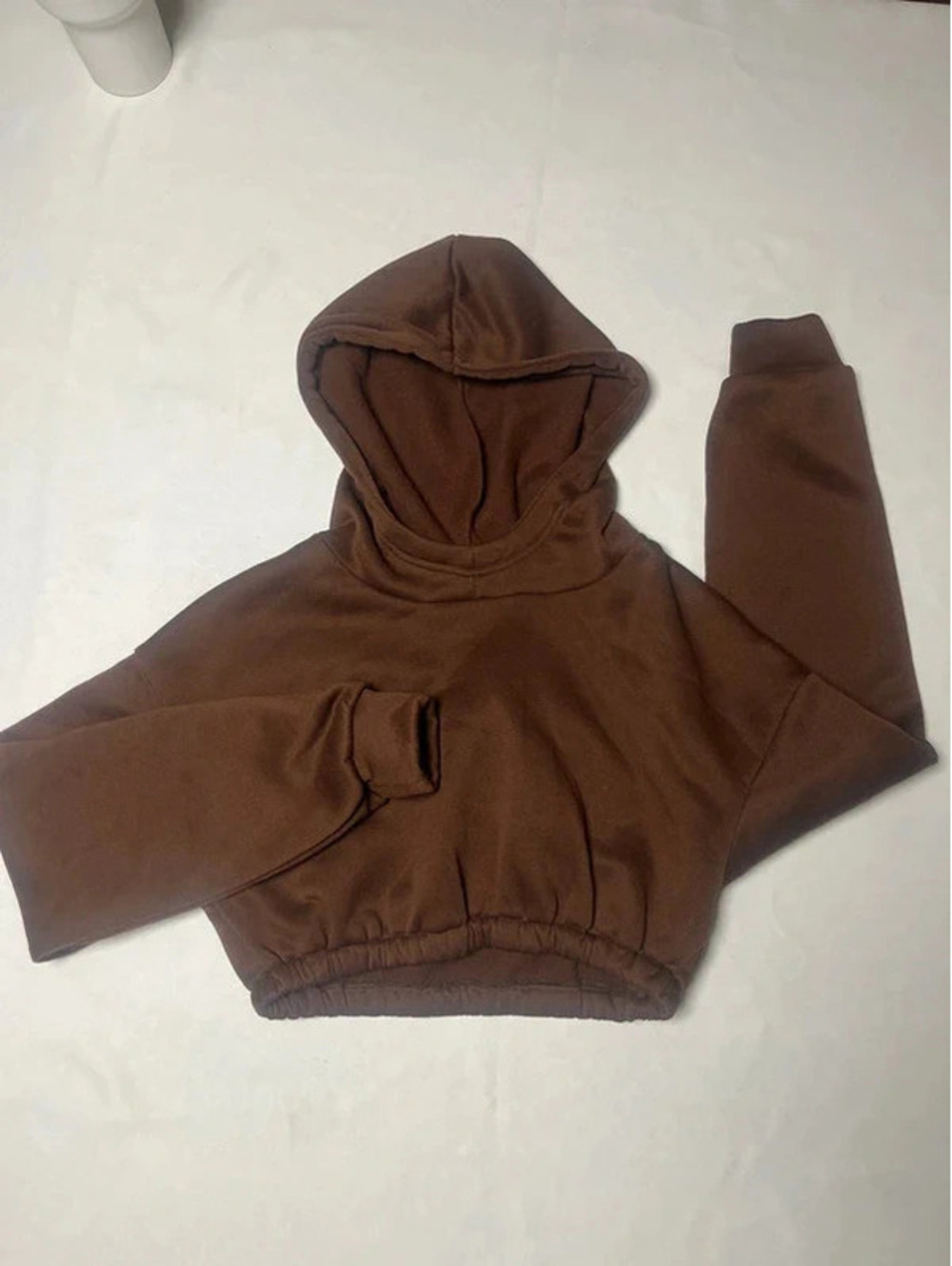 Small brown crop top sweatshirt, hooded women’s juniors